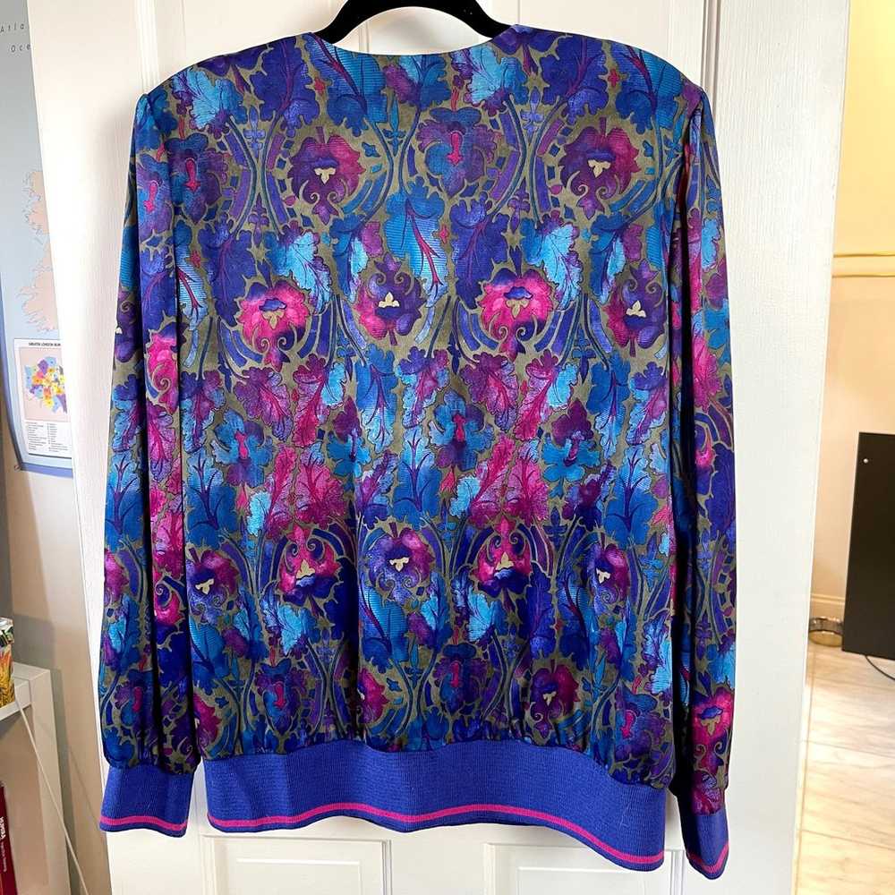 Ladies vintage silky cardigan funky 70s print - image 5