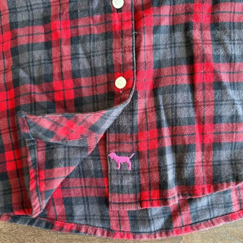 Y2K VS PINK Red Flannel Button Up Large Rhineston… - image 8