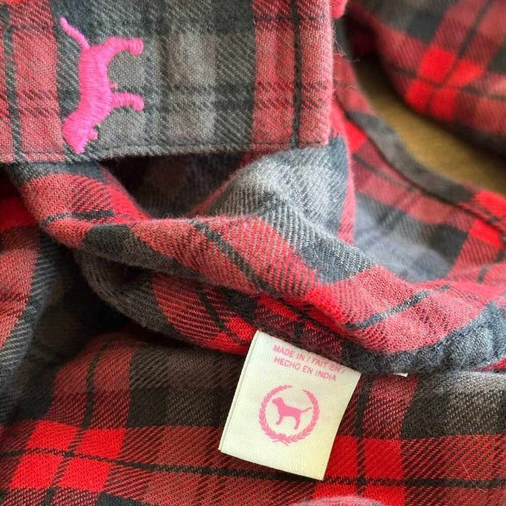 Y2K VS PINK Red Flannel Button Up Large Rhineston… - image 9