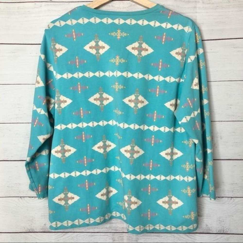 Pendleton Vintage Y2K Aztec Printed Blue Long Sle… - image 4