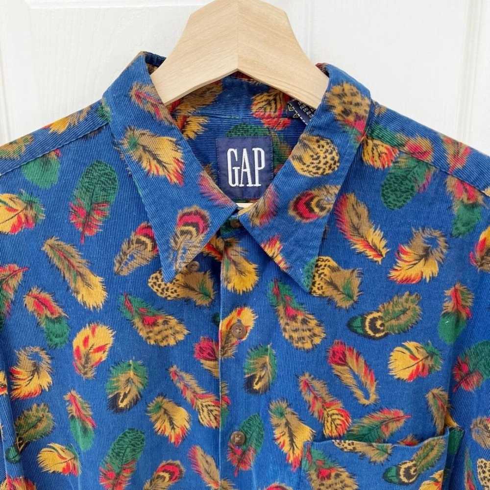 Vintage Gap Peacock Feather Print Button Front Top - image 3