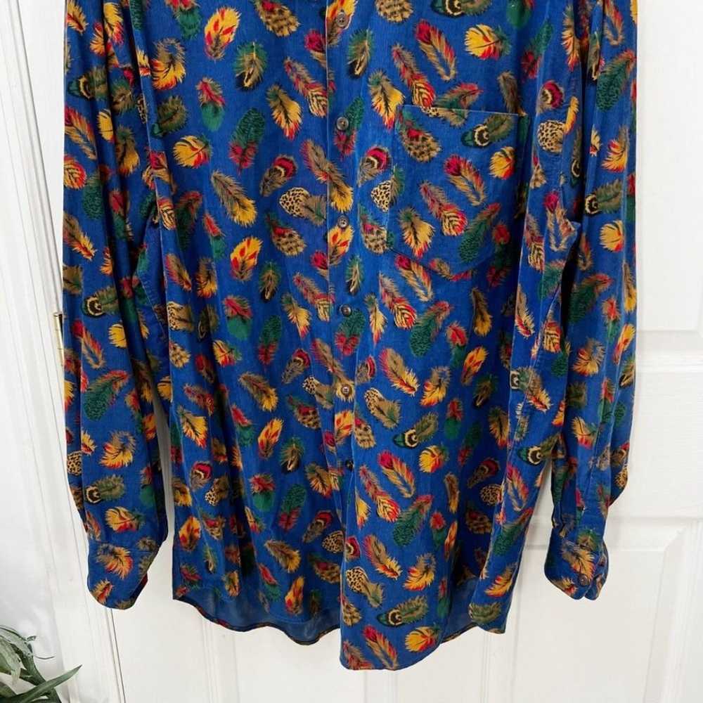 Vintage Gap Peacock Feather Print Button Front Top - image 4