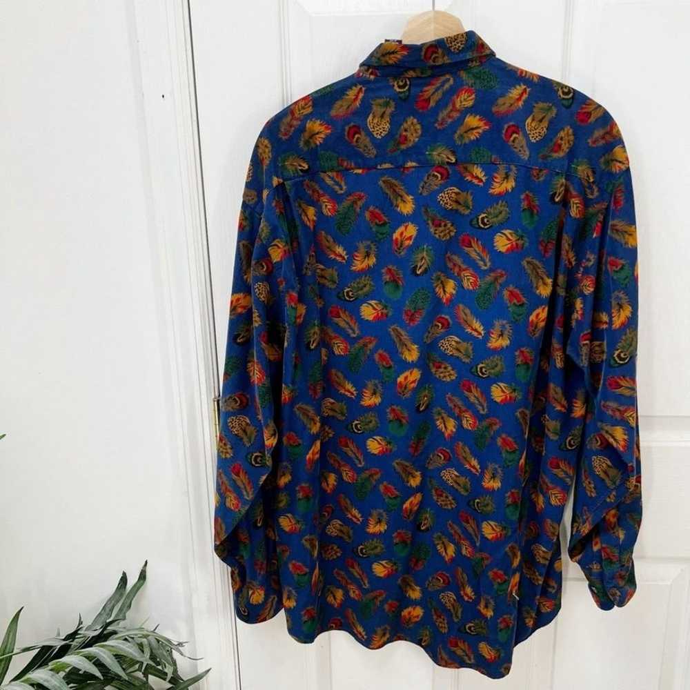 Vintage Gap Peacock Feather Print Button Front Top - image 5