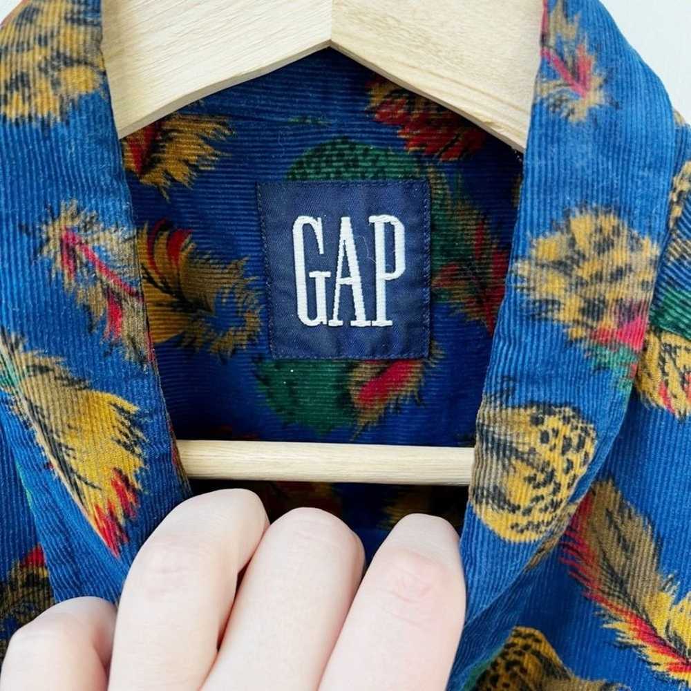 Vintage Gap Peacock Feather Print Button Front Top - image 6