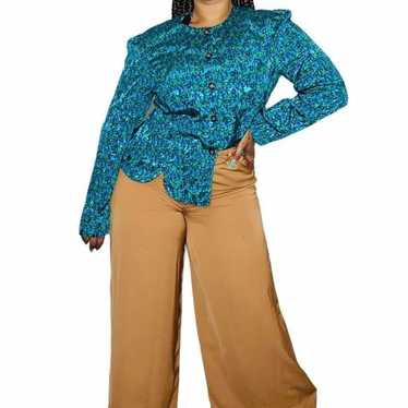 Leslie Faye Teal Swirl Blouse - image 1