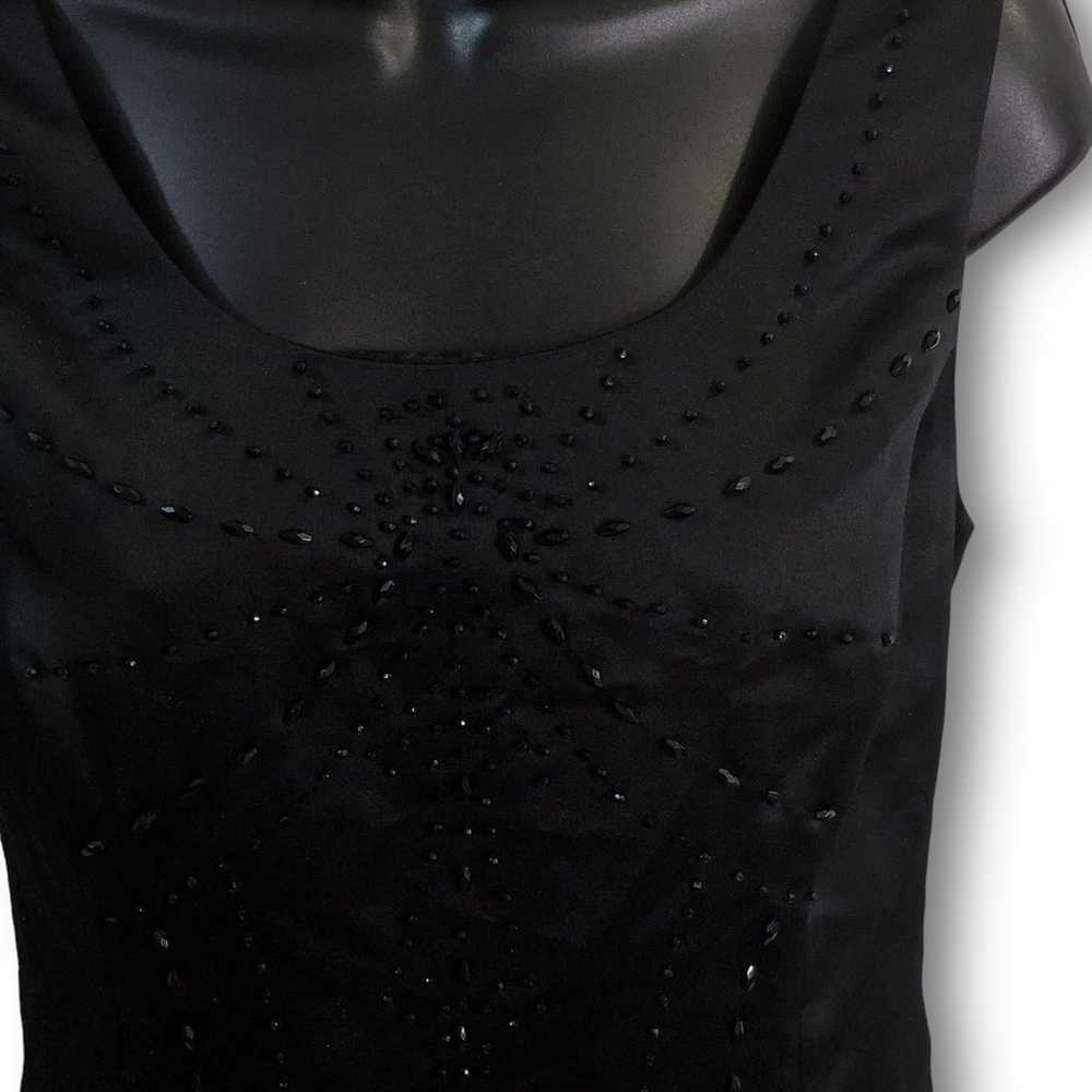 Vintage Kasper Petite Black Beaded Satin Sleevele… - image 3