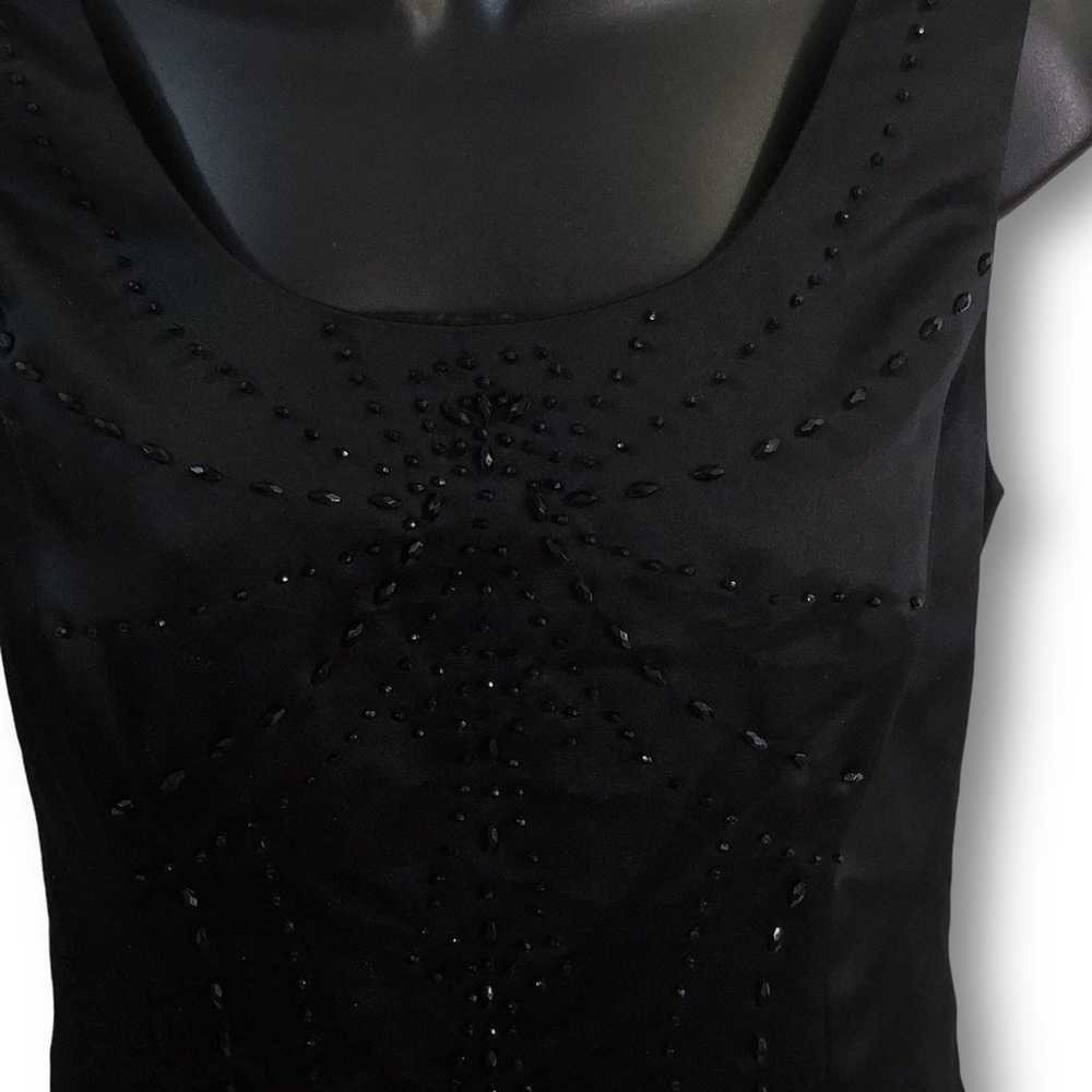 Vintage Kasper Petite Black Beaded Satin Sleevele… - image 4