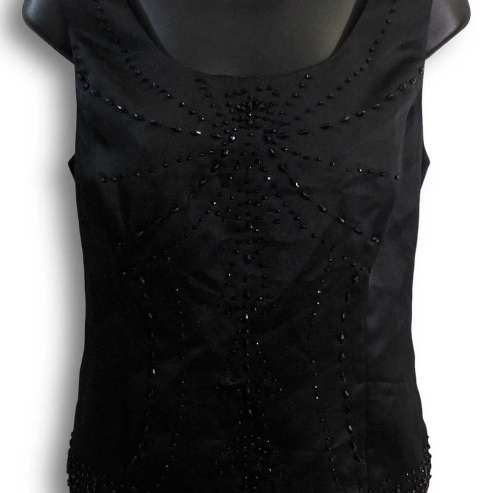 Vintage Kasper Petite Black Beaded Satin Sleevele… - image 5