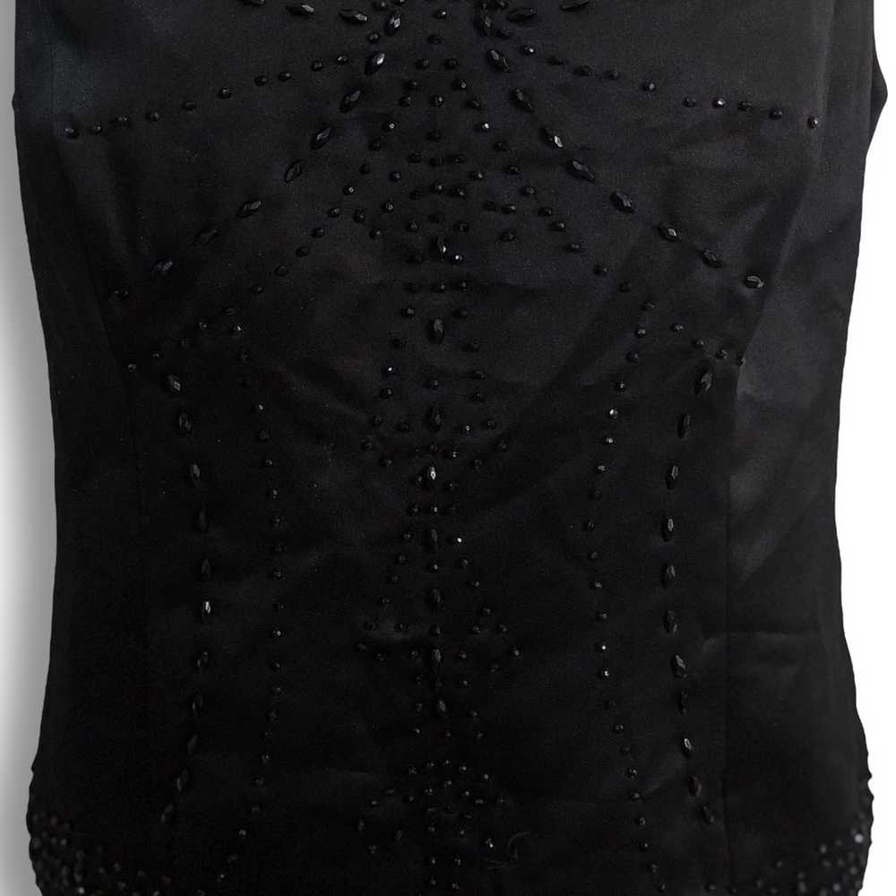 Vintage Kasper Petite Black Beaded Satin Sleevele… - image 7