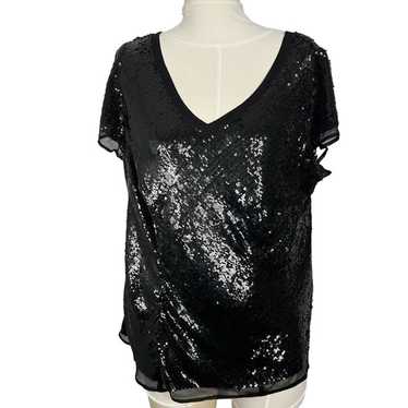 Vintage Adrianna Papell Womens Sequined Top Sz L … - image 1