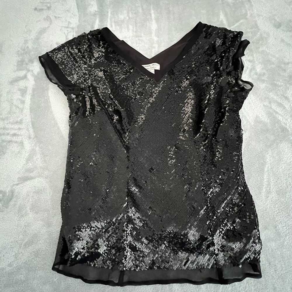 Vintage Adrianna Papell Womens Sequined Top Sz L … - image 3