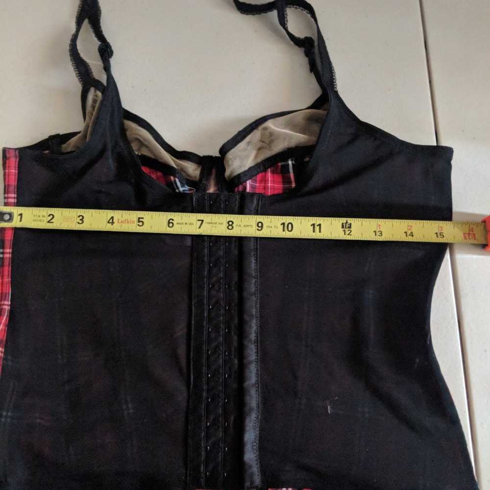 Women's Vintage Red Black Lace Plaid Bustier Cors… - image 7