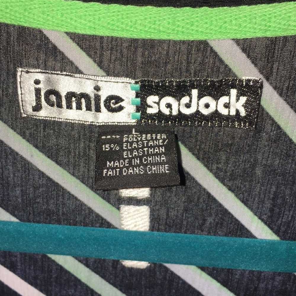 Jamie Sadock Printed Golf Shirt Black Green White… - image 2