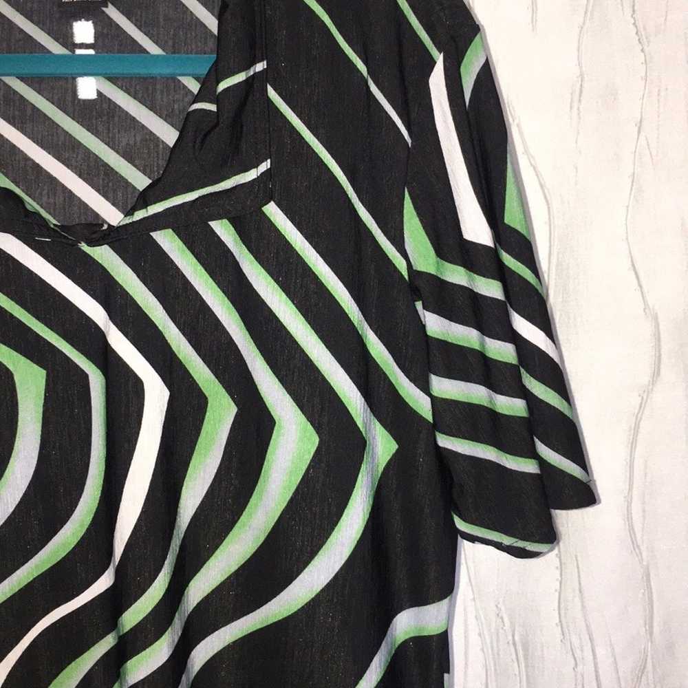 Jamie Sadock Printed Golf Shirt Black Green White… - image 4