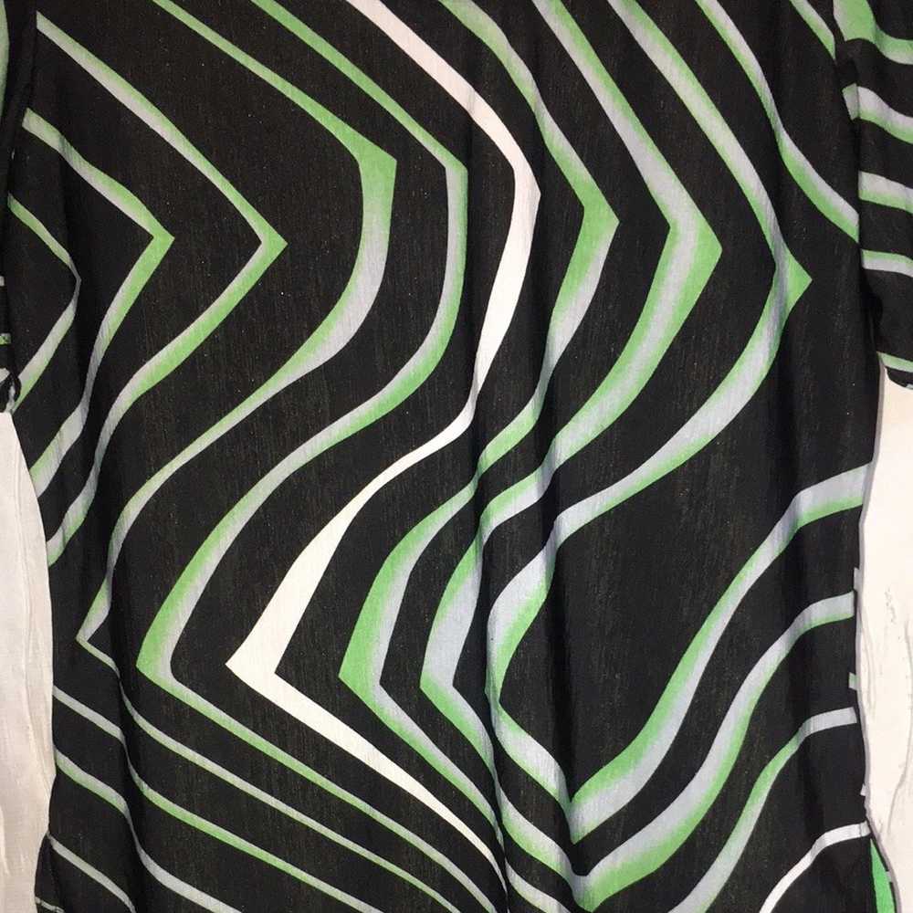 Jamie Sadock Printed Golf Shirt Black Green White… - image 5