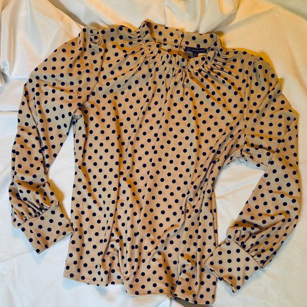 adrianna papell stretch long sleeve blouse large L - image 4