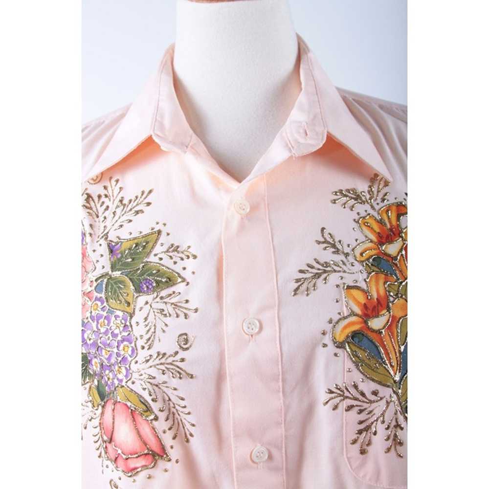 Soutwestern, 90s, Gel, Flower Blouse, Peach, Pink… - image 3