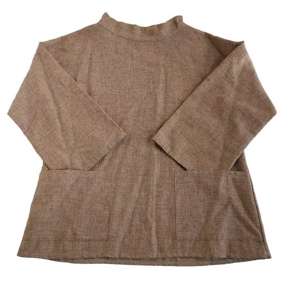 Vintage 1980s Orvis Tan Wool Mock Neck LS Top W/P… - image 1