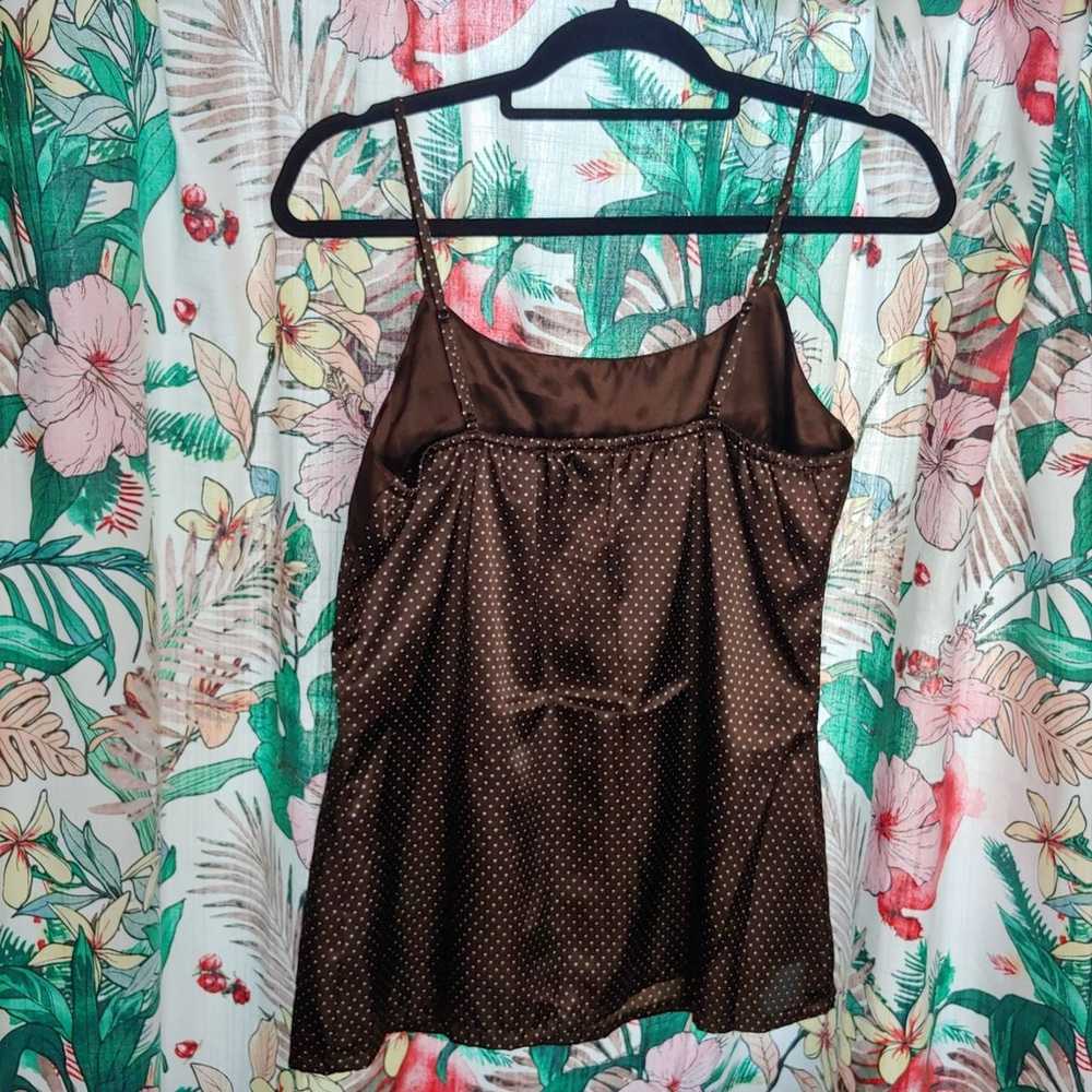 Bcih satin brown camisole tank top polka dot care… - image 6