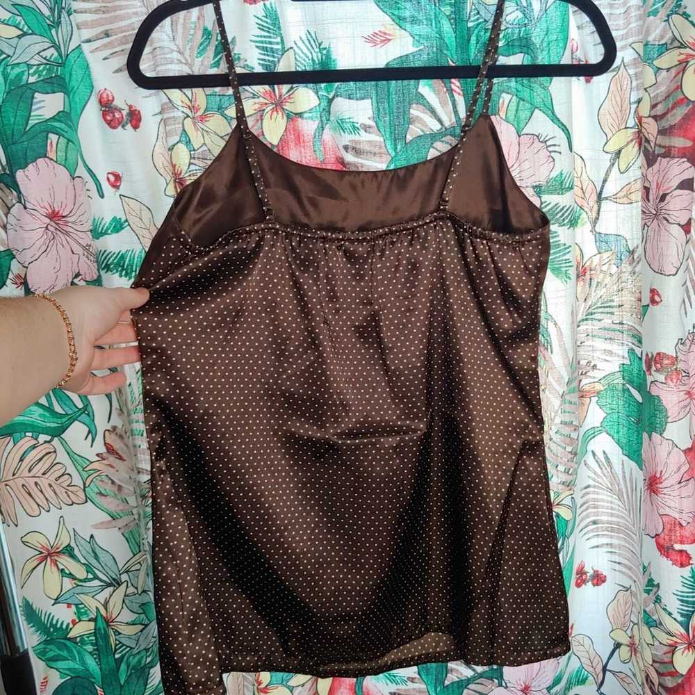 Bcih satin brown camisole tank top polka dot care… - image 7