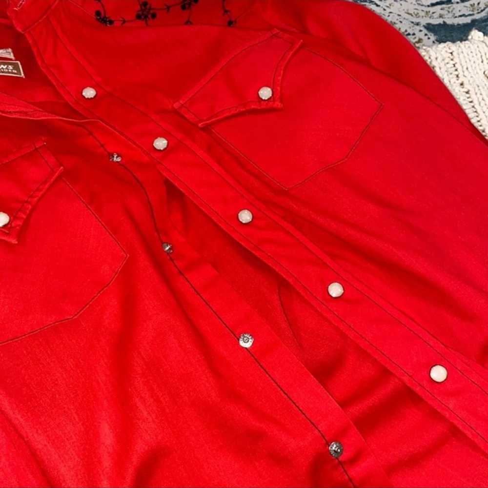 Vintage red country western snap button shirt siz… - image 7