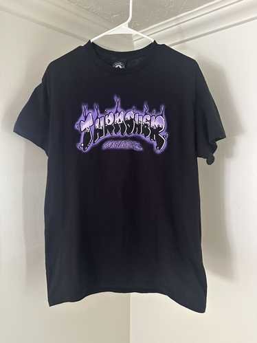 Thrasher Black Thrasher Tee with Purple Front Logo