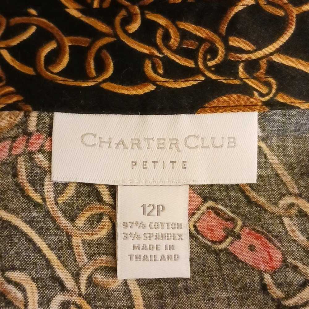 Charter Club Button Shirt BLACK Blouse Gold Chain… - image 11