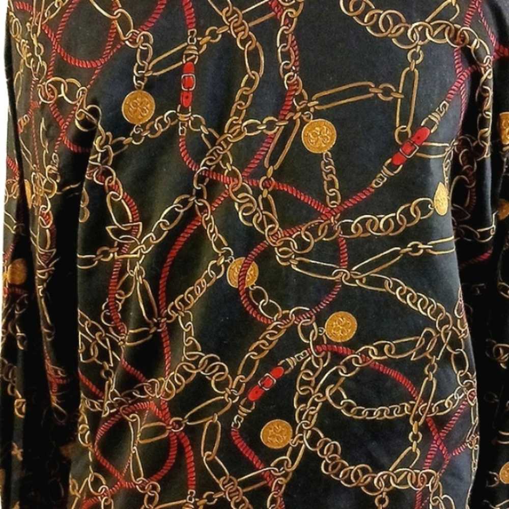 Charter Club Button Shirt BLACK Blouse Gold Chain… - image 3