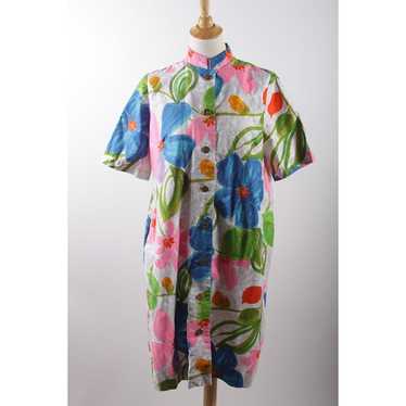 Colorful Muumuu Dress, Hawaiin, White, Multicolor… - image 1