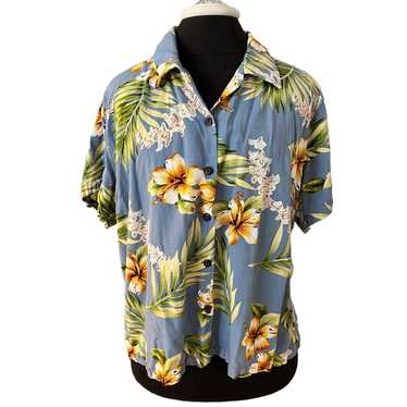 Two Palms Vintage Hawaiian Shirt Blouse Rayon XL - image 1