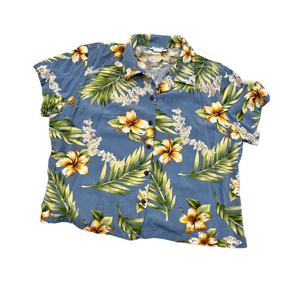 Two Palms Vintage Hawaiian Shirt Blouse Rayon XL - image 8