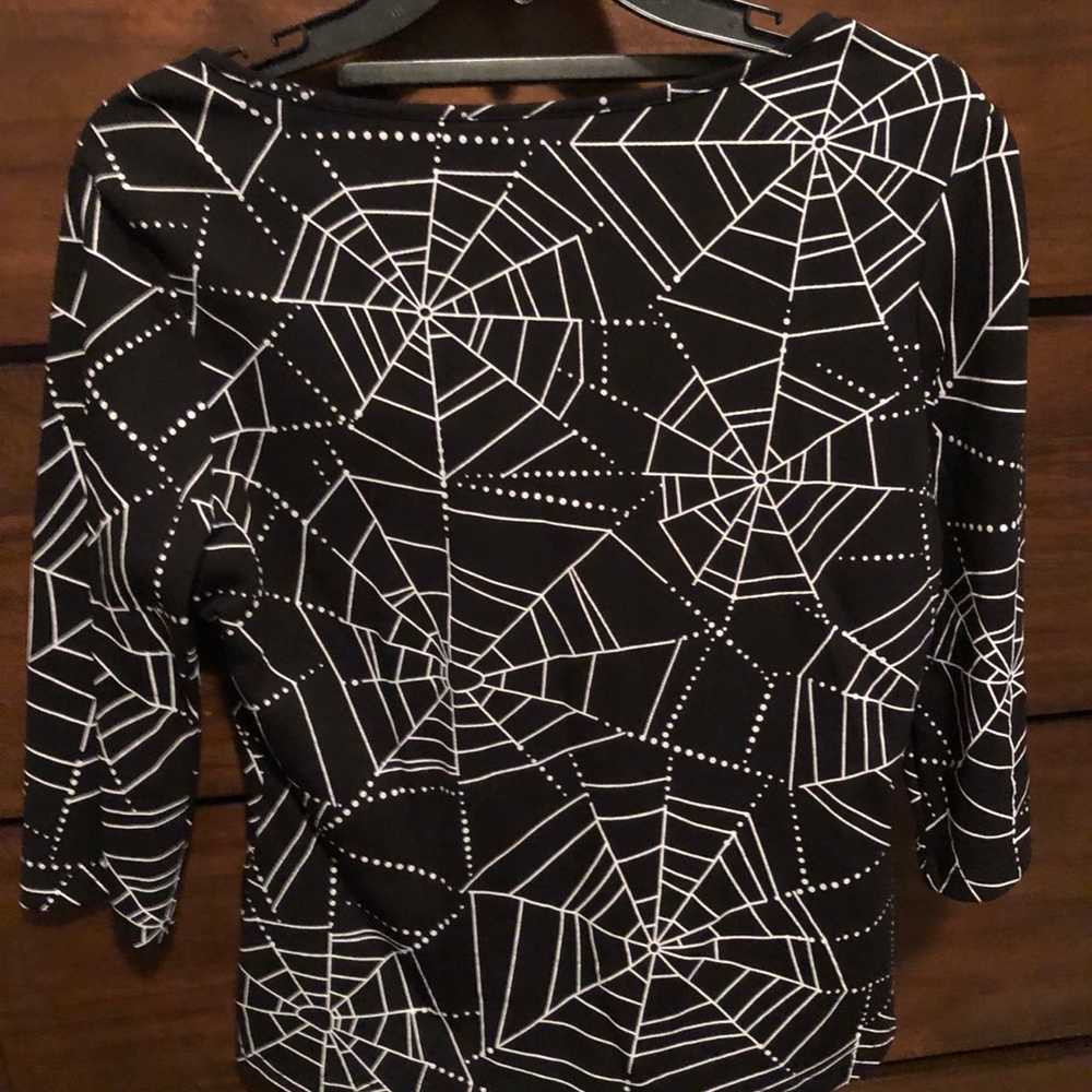 Black & White Spiderweb Knit Top - image 4