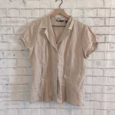 NWOT Carole Little 100% linen cream blouse vintage - image 1