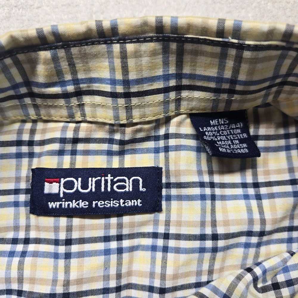 Vintage Puritan Yellow Blue Plaid Button Up Short… - image 3