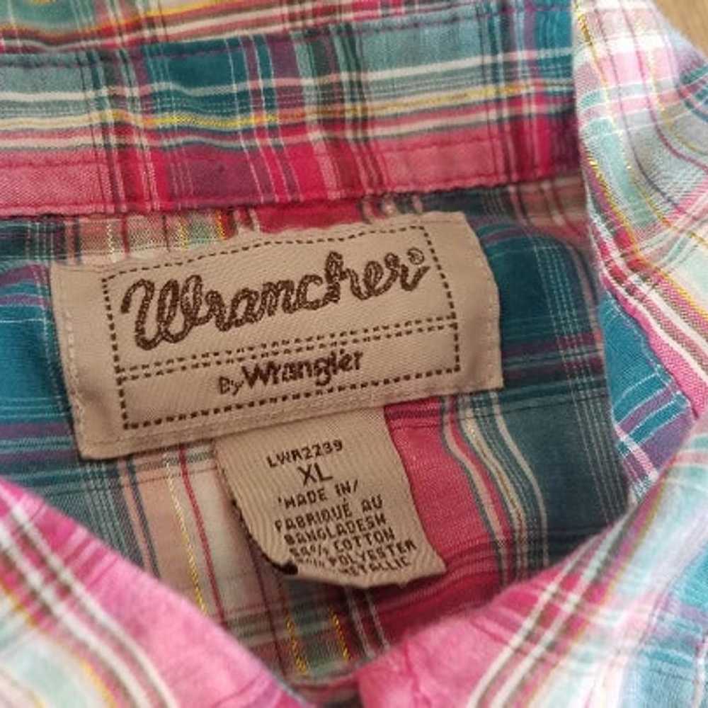 Wrangler Wrancher Womens XL Button Up Down Pink B… - image 2