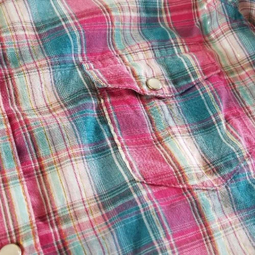 Wrangler Wrancher Womens XL Button Up Down Pink B… - image 4