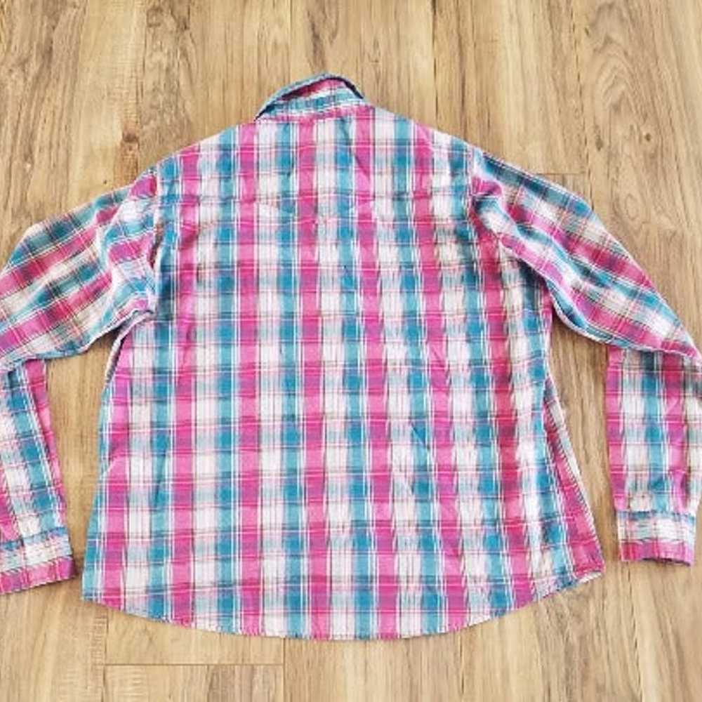 Wrangler Wrancher Womens XL Button Up Down Pink B… - image 5