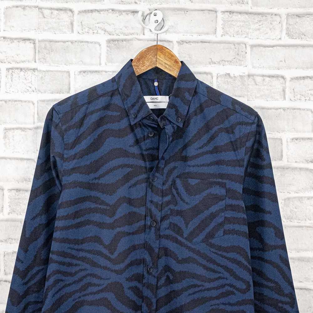 Oamc OAMC Men's Button Down ZEBRA Shirt Blue Prin… - image 4