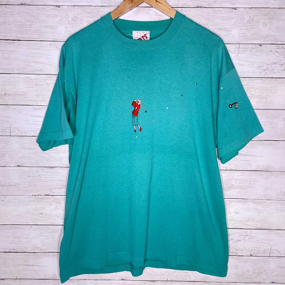 Vintage 90s Embroidered Golf T-shirt  Made in the… - image 2