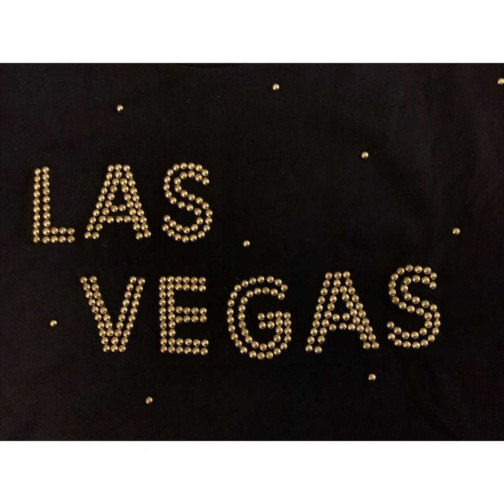 Vintage Las Vegas Top Blouse Pullover Black Gold … - image 2