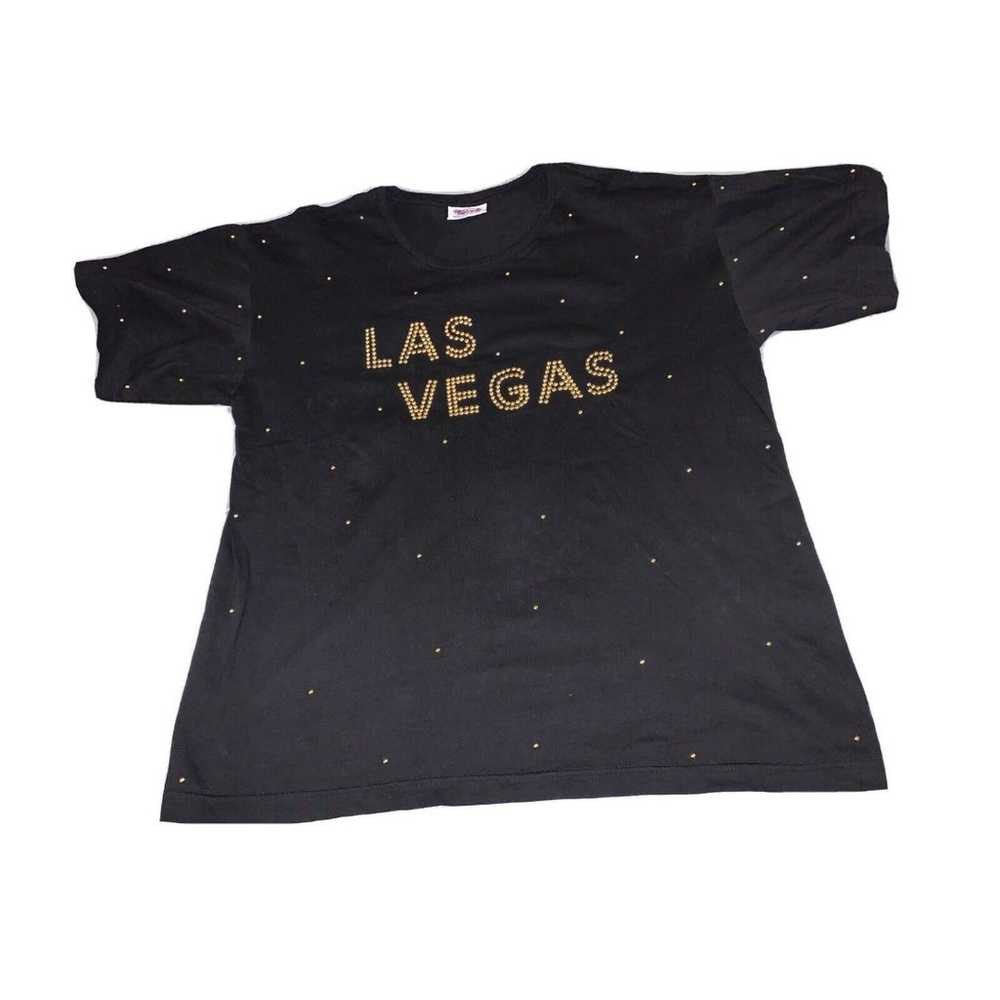 Vintage Las Vegas Top Blouse Pullover Black Gold … - image 4