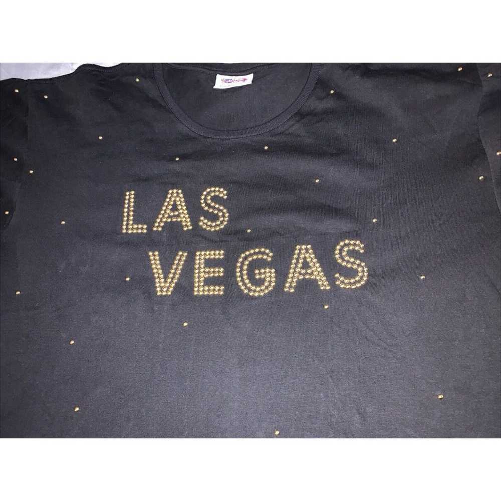 Vintage Las Vegas Top Blouse Pullover Black Gold … - image 6