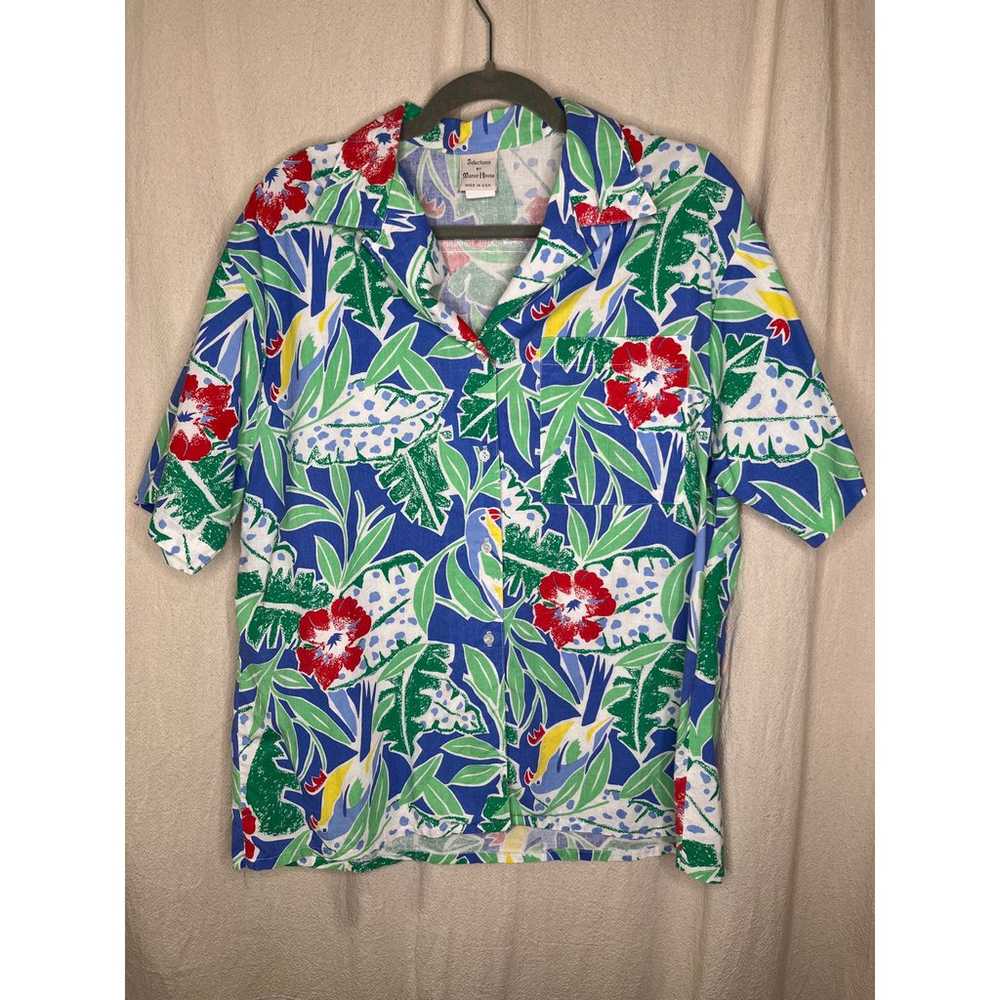 Vintage 1980s Manor House Tropical Floral Hawaiia… - image 1