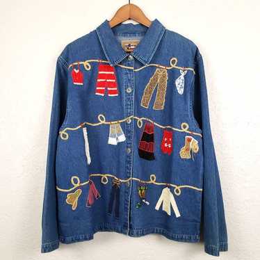 Vintage 90s Chambray Cowboy Button Up XL - image 1