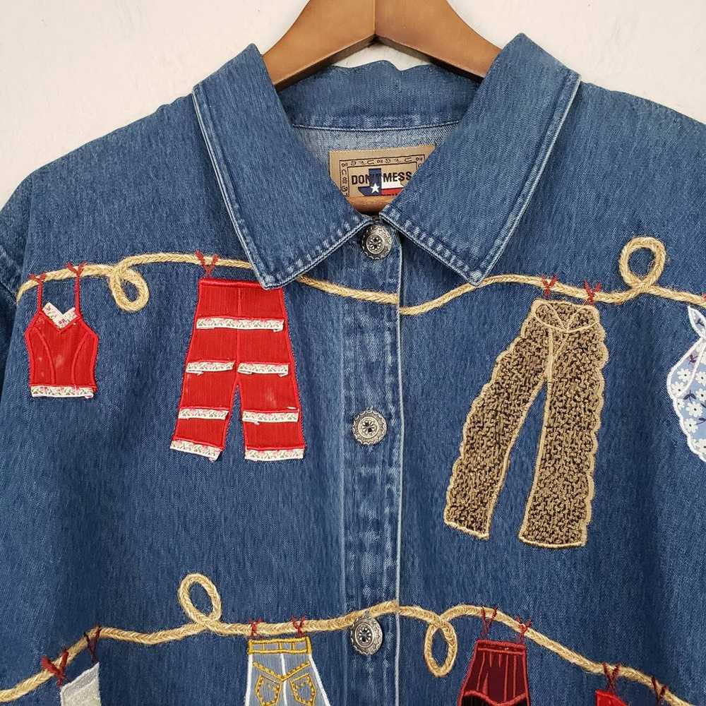 Vintage 90s Chambray Cowboy Button Up XL - image 3