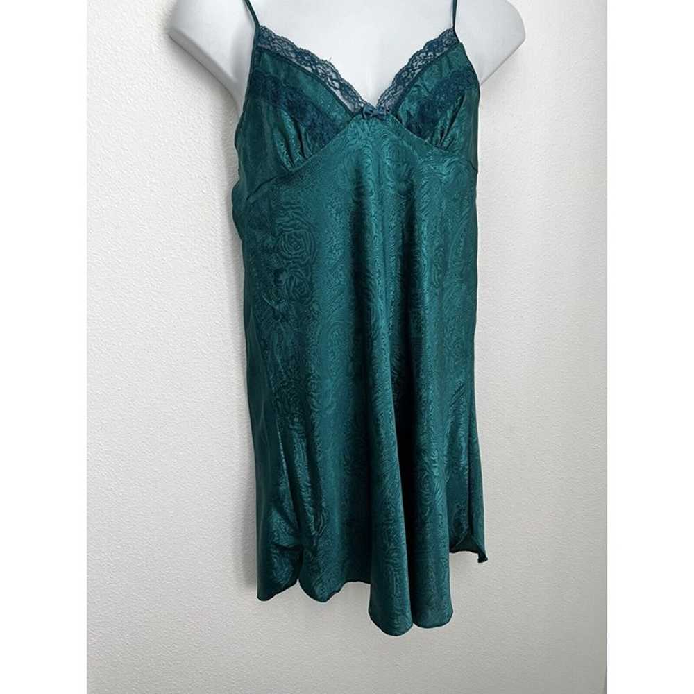 Vintage Adonna Emerald Green Lace Semi Chemise Ni… - image 1