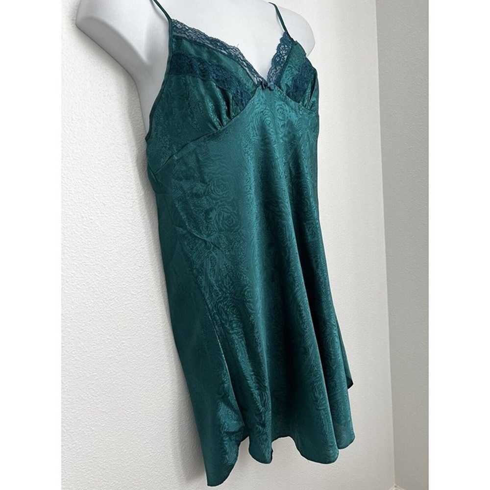 Vintage Adonna Emerald Green Lace Semi Chemise Ni… - image 3