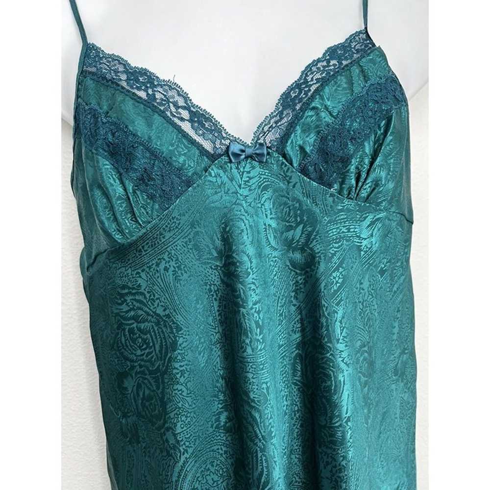 Vintage Adonna Emerald Green Lace Semi Chemise Ni… - image 4