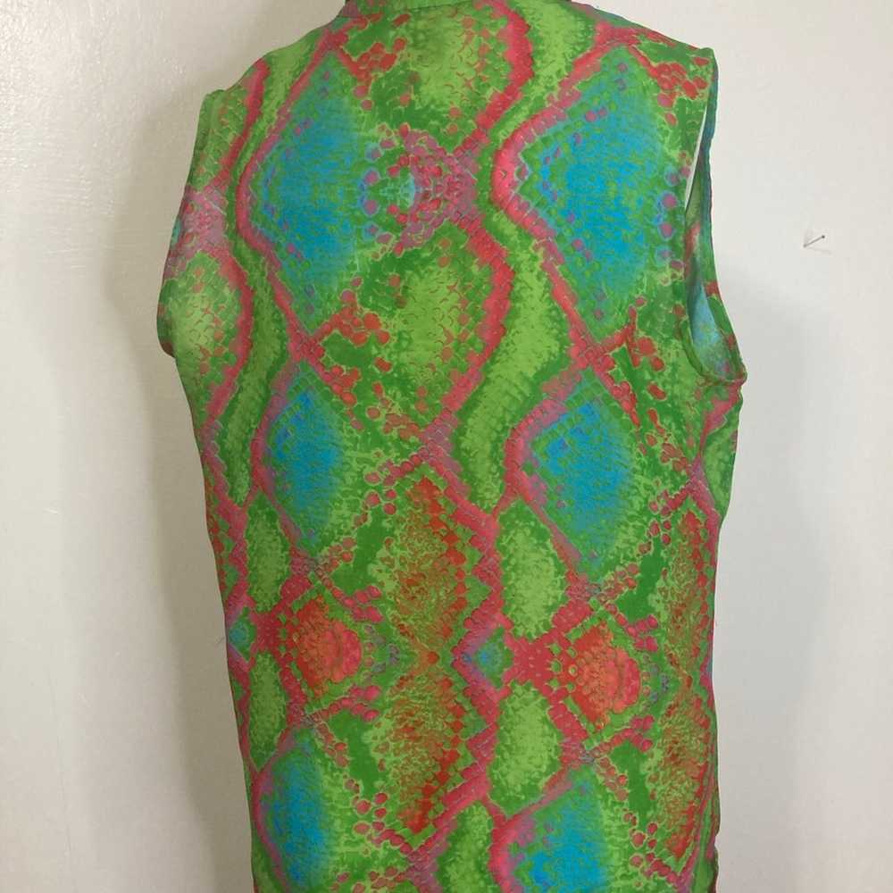 Hyper multicolor rainbow reptile button down shirt - image 6