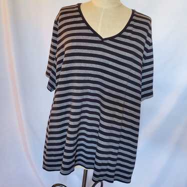 Lane Bryant Black & Gray Striped Shirt - image 1